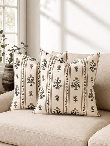 1PC Decorative Vintage Floral Throw Pillow Covers, Farmhouse Boho Pillows Floral Print Cushion Covers For Sofa Couch Chair Bedroom Living Room Home Decor
